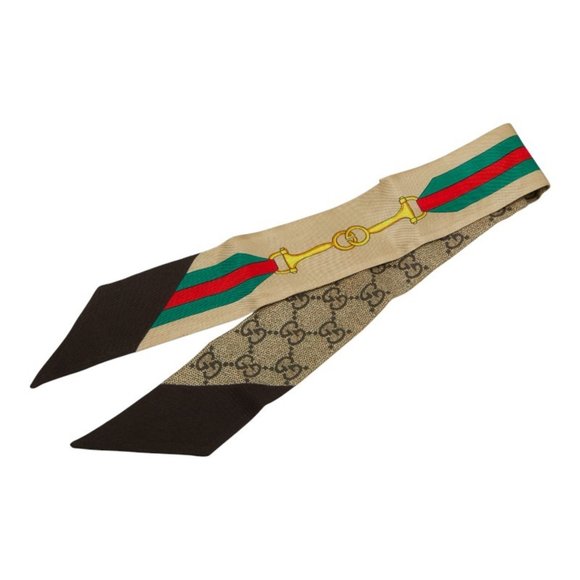 Gucci GG Print Horsebit Neck Bow in Beige and Multicolor for Women - Picture 1 of 3